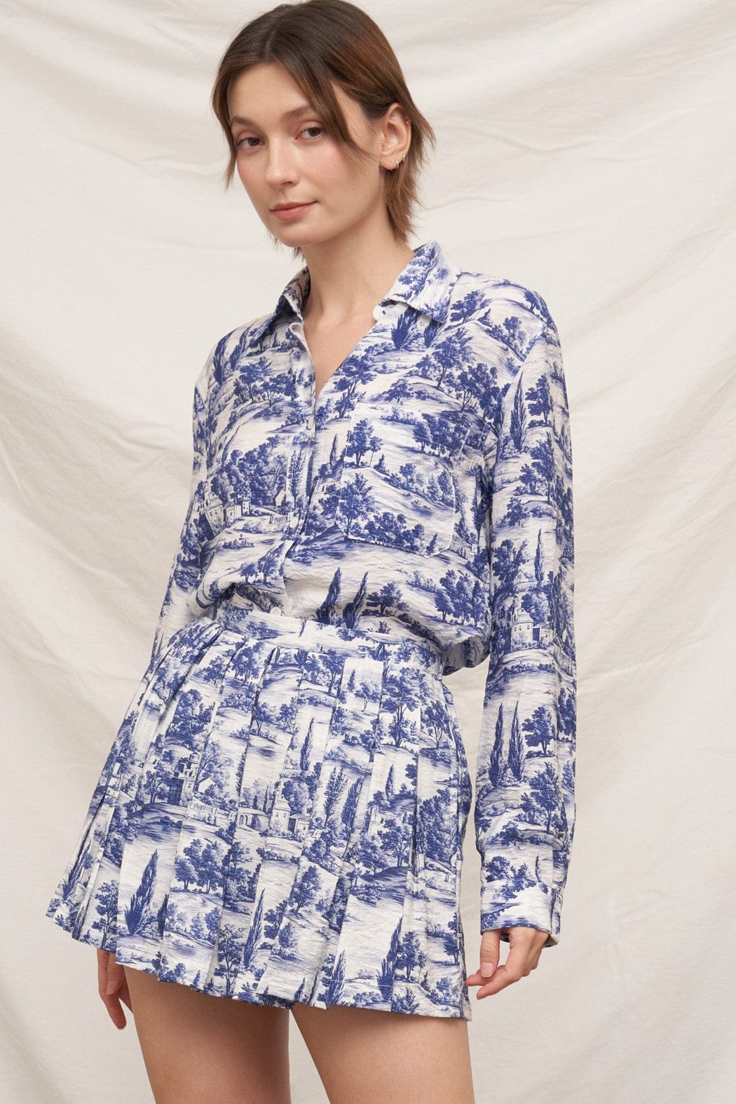 En Creme Top Melany Toile Print Top