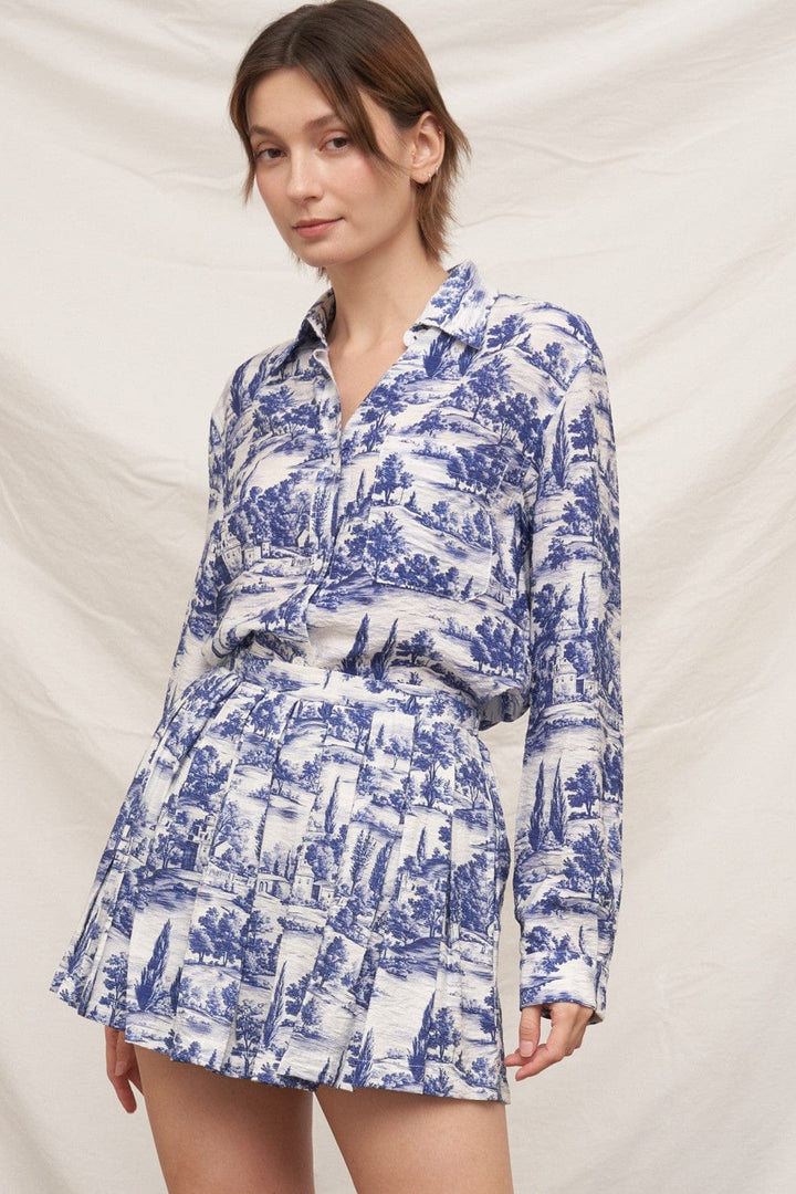 En Creme Top Melany Toile Print Top