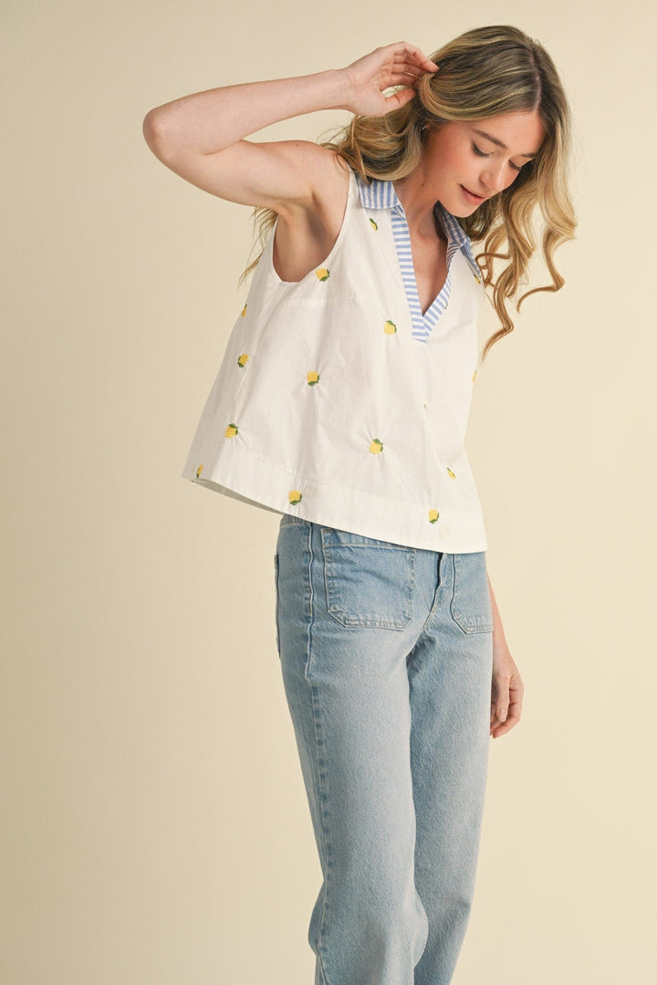 En Merci Tank Lily Embroidered Tank