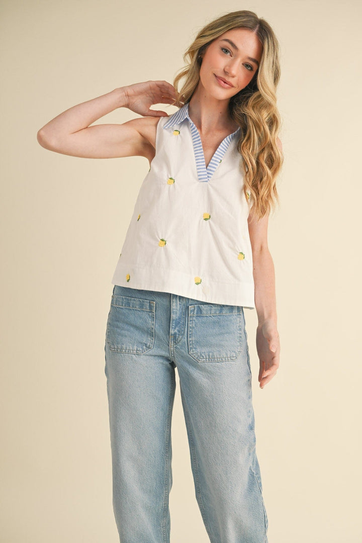 En Merci Tank Lily Embroidered Tank