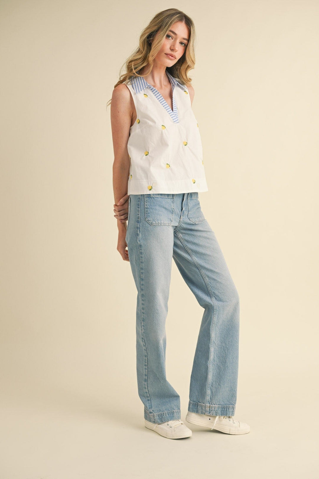 En Merci Tank Lily Embroidered Tank