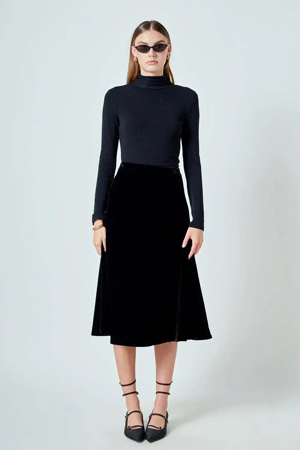 Endless Rose Skirt Black / XS Velvet Circle Midi Skirt
