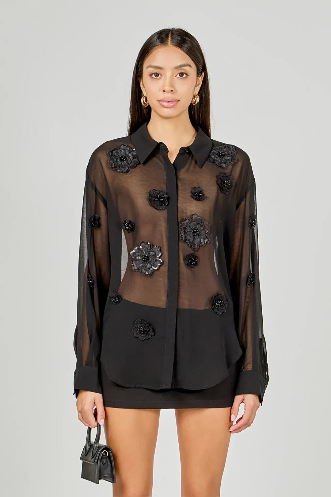 Endless Rose Top Black / XS Clara Floral Shirt Blouse