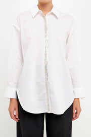 Endless Rose Top Sequin Placket Button-Up Shirt