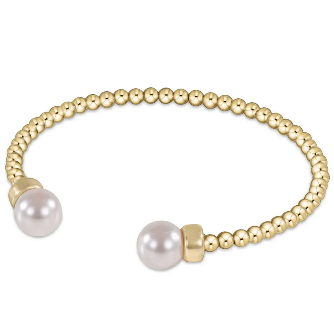 enewton Bangle Classic Gold 3mm Bead Cuff - Pearl