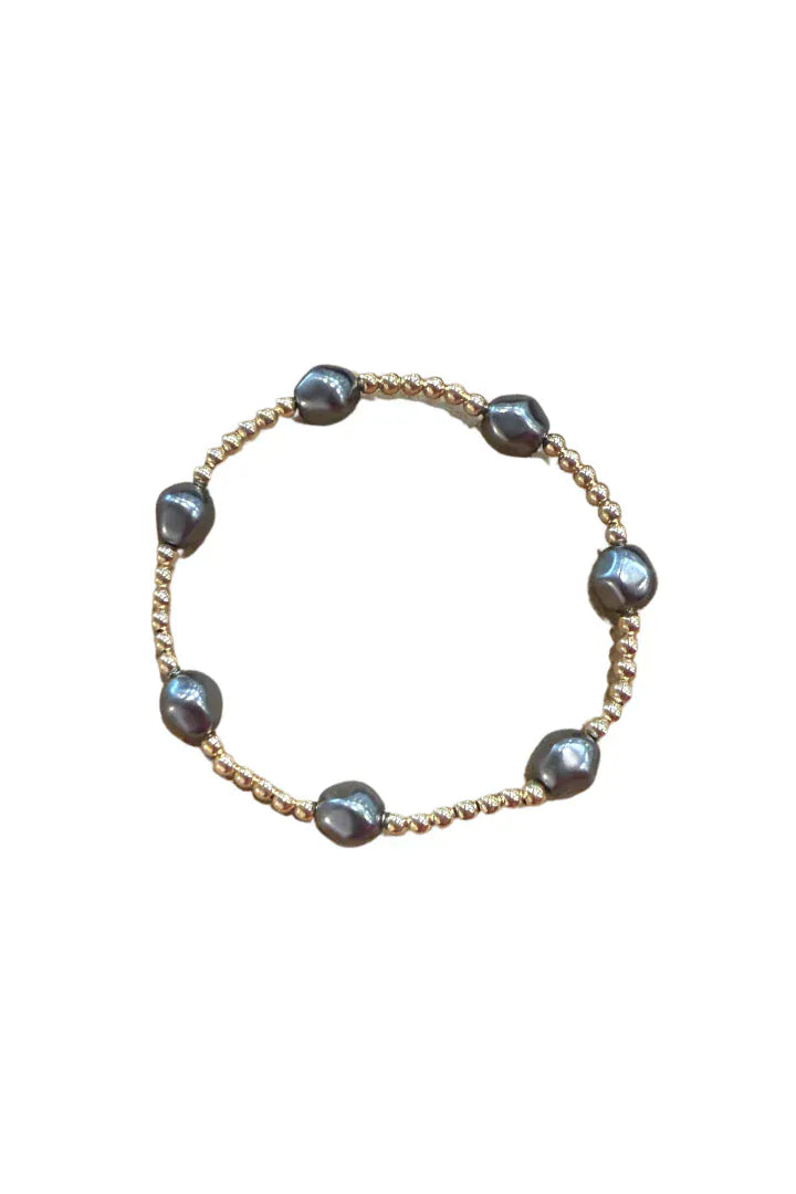 enewton Bracelet Admire Gold 3mm Bead Bracelet - Pearl - Dark Grey
