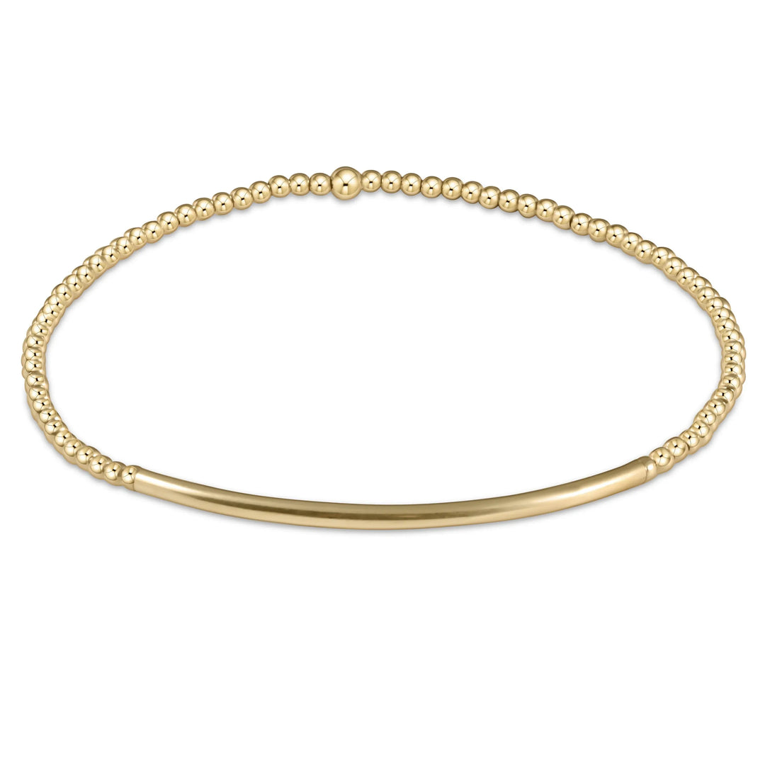 Gold Bliss Bar 2mm bracelet by enewton featuring a sleek, minimalist design with a smooth, shiny finish on a delicate chain.