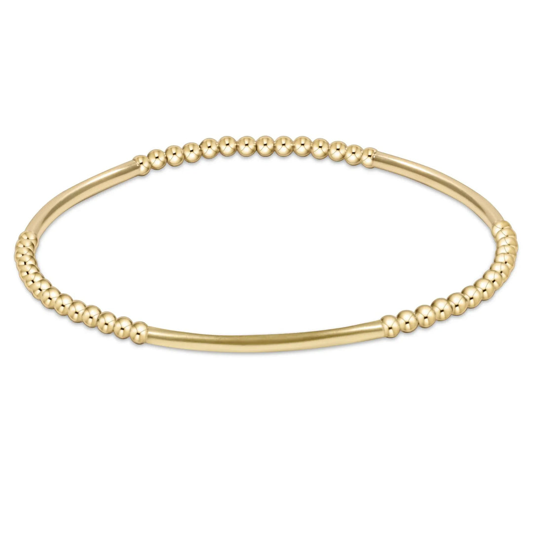 Enewton Bliss Bar Pattern Gold Bracelet with 2.5mm chain featuring a sleek, elegant design and polished gold finish.