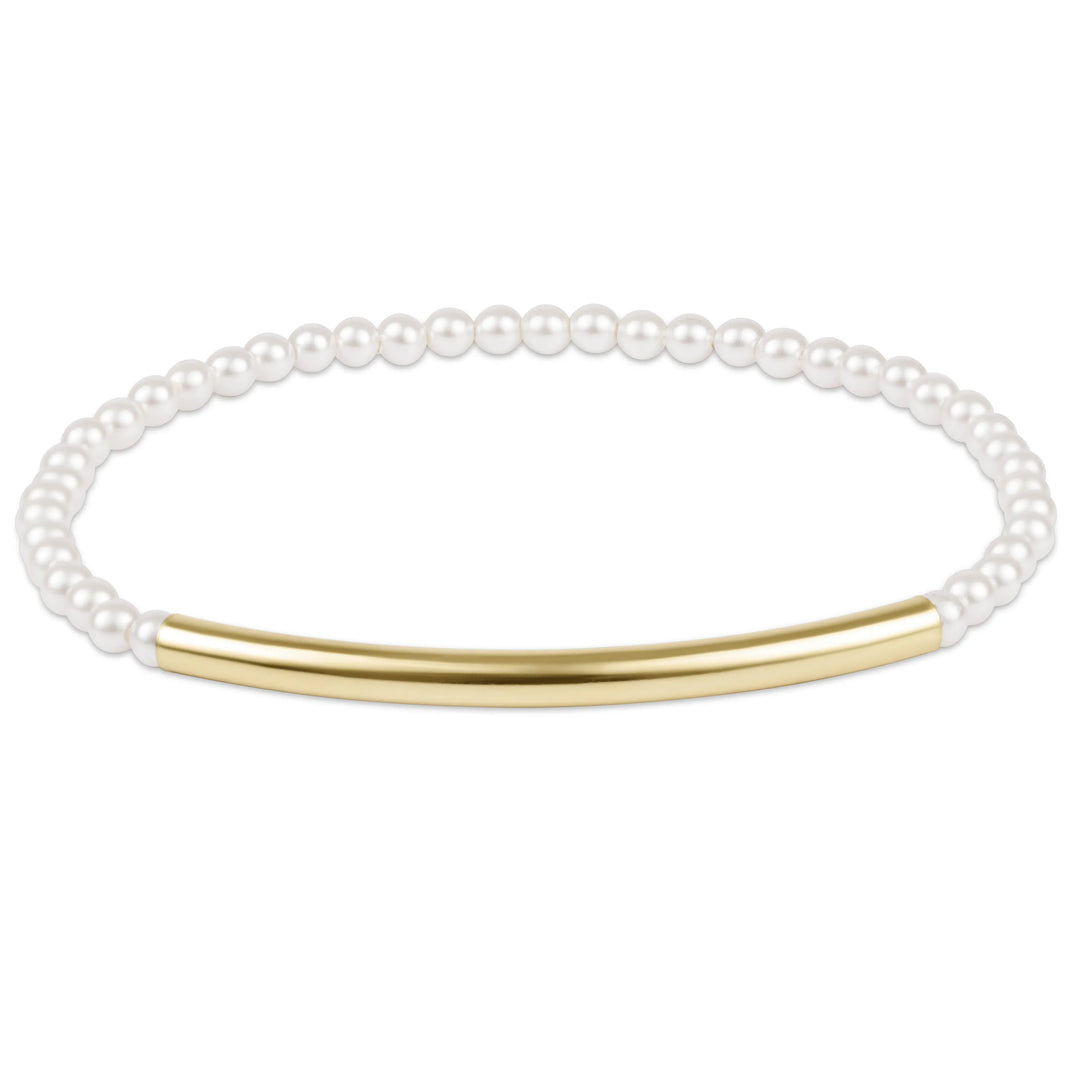 enewton Bliss Bar Smooth Pearl 3mm bracelet featuring a sleek pearl design and silver-tone clasp on a delicate jewelry chain