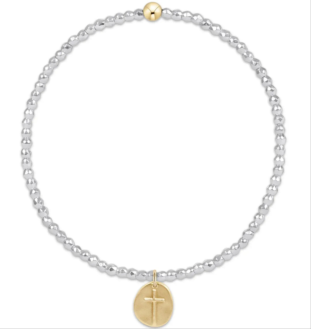 enewton Bracelet Bright Silver Faceted Hematite 2mm Bead Bracelet - Inspire Small Gold Charm