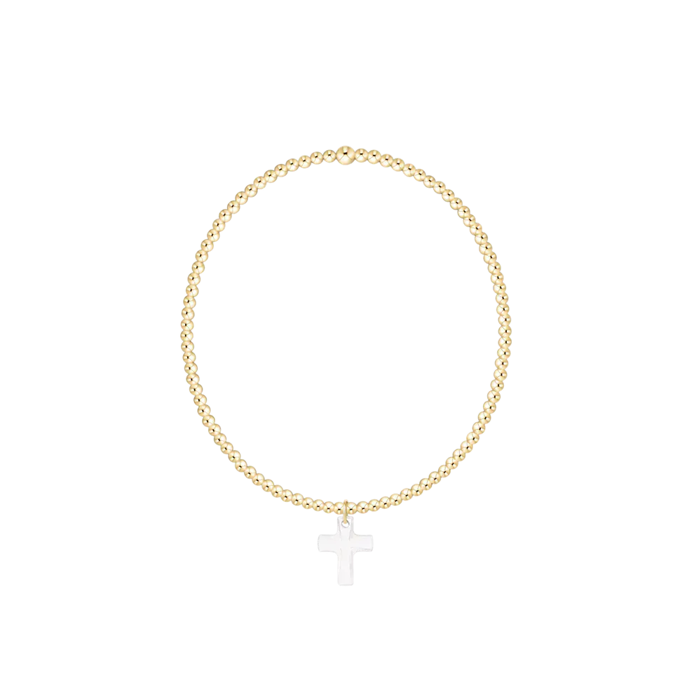 Gold 2mm bracelet by enewton with a blessed crystal charm, featuring a delicate and elegant design for everyday wear.