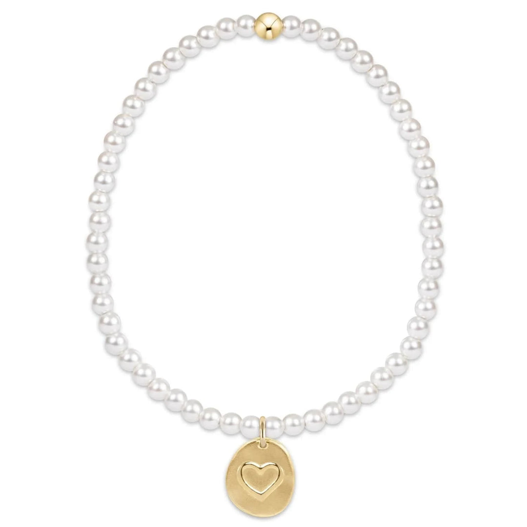 enewton Bracelet Classic Pearl 3mm Bead Bracelet - Inspire Love Small Gold Charm