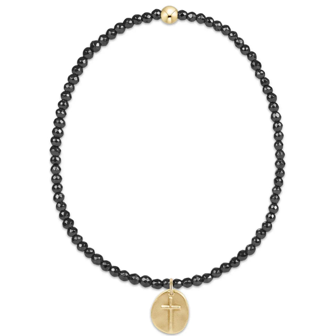 enewton Bracelet Faceted Hematite 2mm Bead Bracelet - Inspire Small Gold Charm