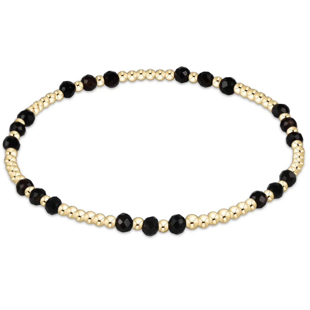 enewton Bracelet Gemstone Gold Joy Pattern 3mm Bead Bracelet - Faceted Onyx