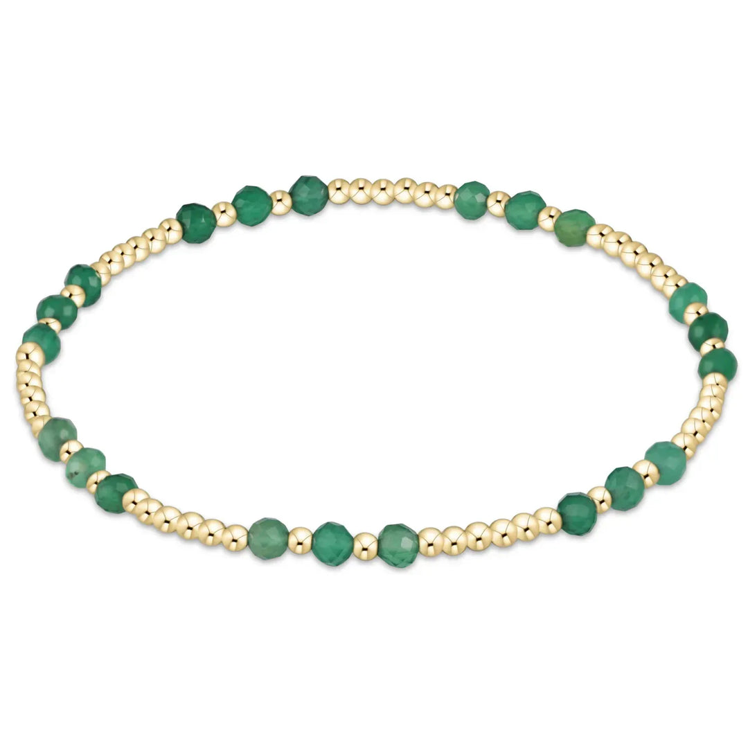 enewton Bracelet Gemstone Gold Joy Pattern 3mm Bead Bracelet - Green Onyx