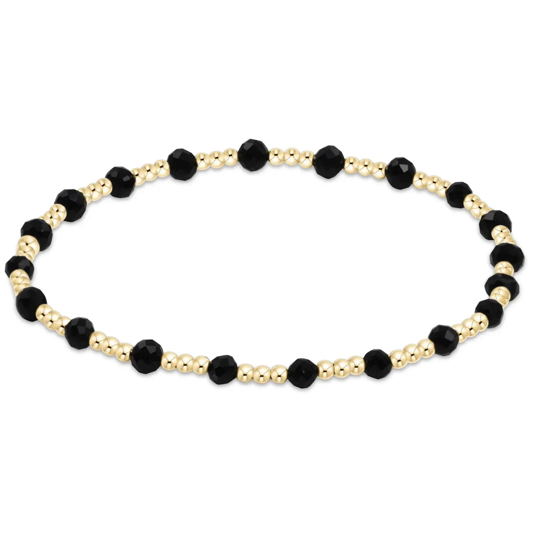 enewton Bracelet Gemstone Gold Sincerity Pattern 3mm Bead Bracelet - Faceted Onyx