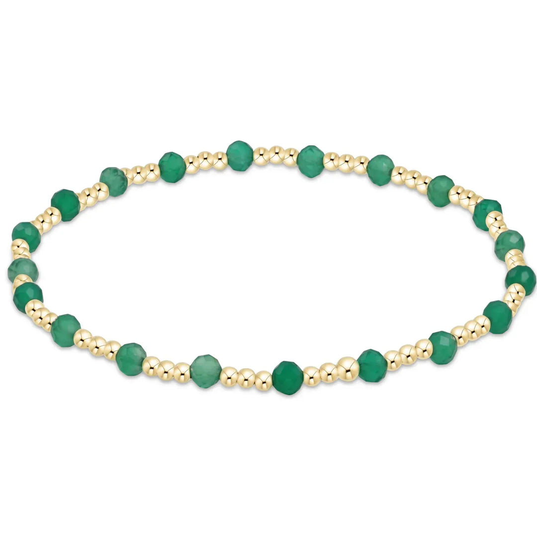 enewton Bracelet Gemstone Gold Sincerity Pattern 3mm Bead Bracelet - Green Onyx