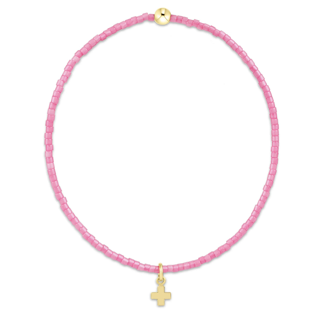 enewton Hope Classic Bubblegum Bracelet with small gold signature cross charm, featuring colorful beads and adjustable clasp.