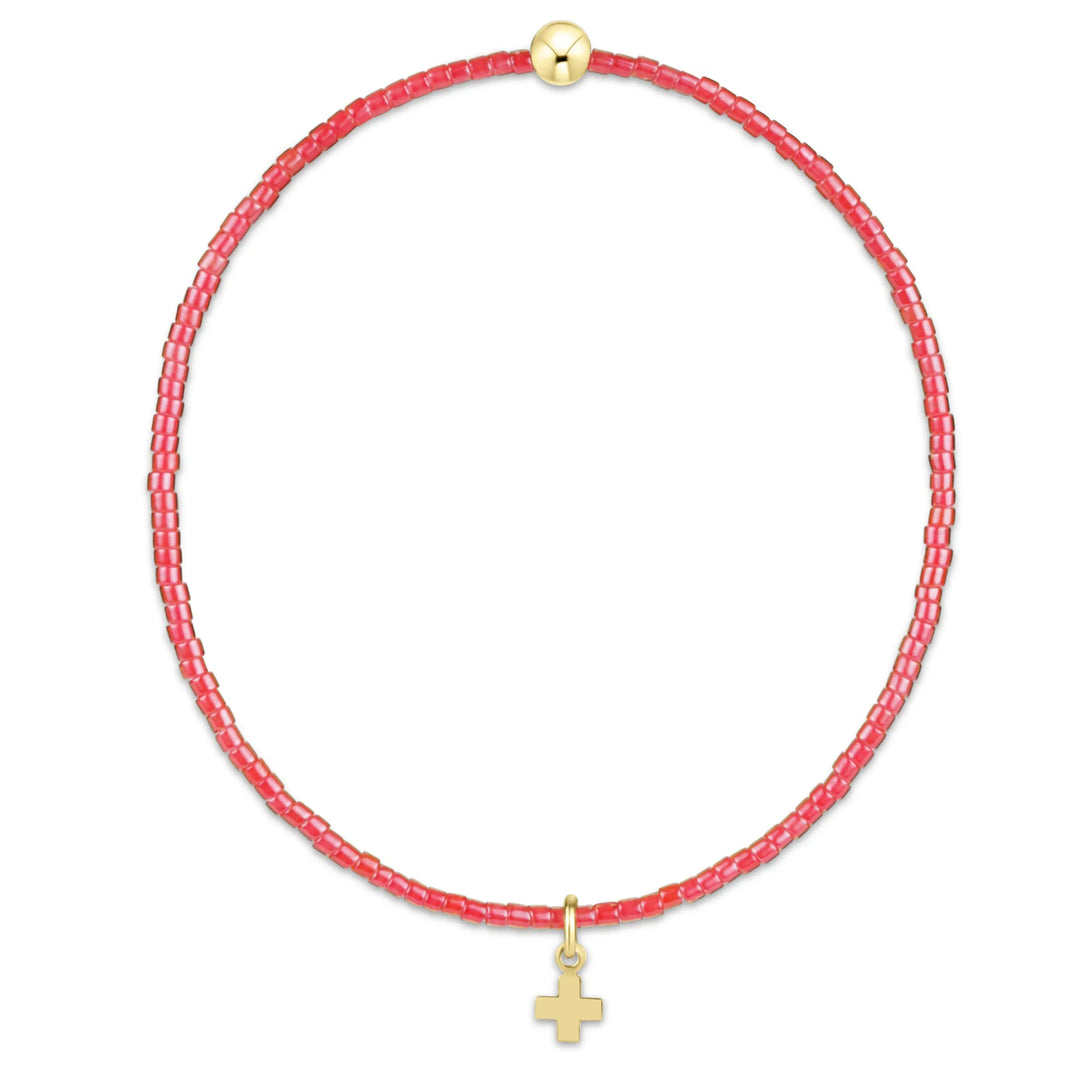 Enewton Hope Classic Sherbert bracelet with signature cross small gold charm, stylish jewelry accessory with colorful beads and gold accents.