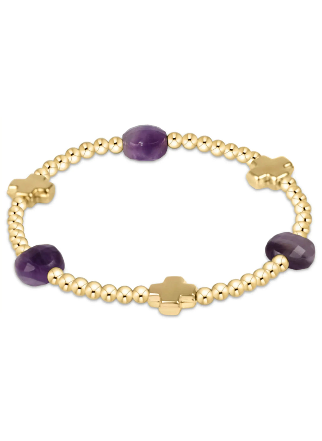 enewton Bracelet Signature Cross Admire Gold Pattern 3mm Bead Bracelet - Amethyst