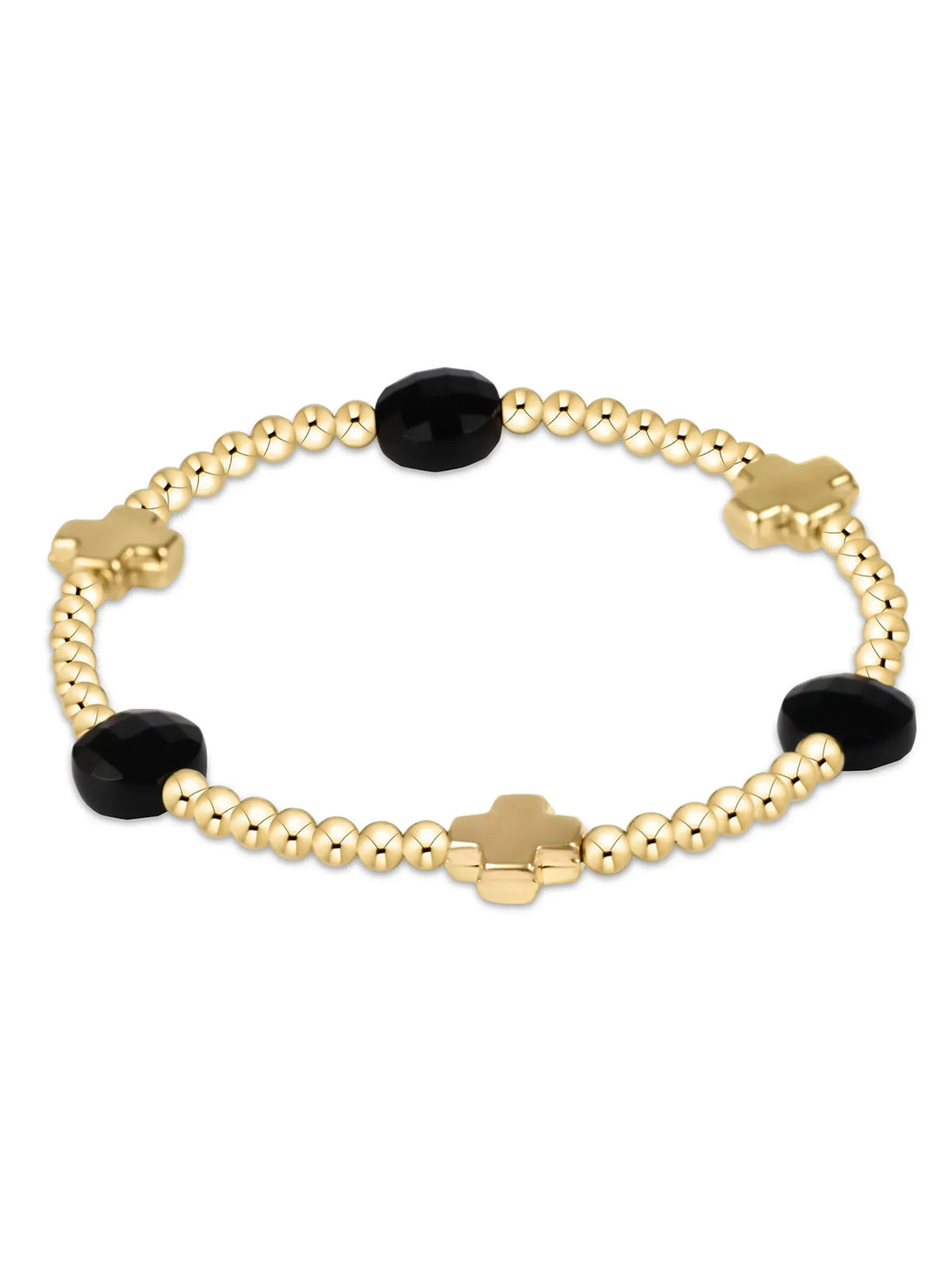 enewton Bracelet Signature Cross Admire Gold Pattern 3mm Bead Bracelet - Faceted Onyx
