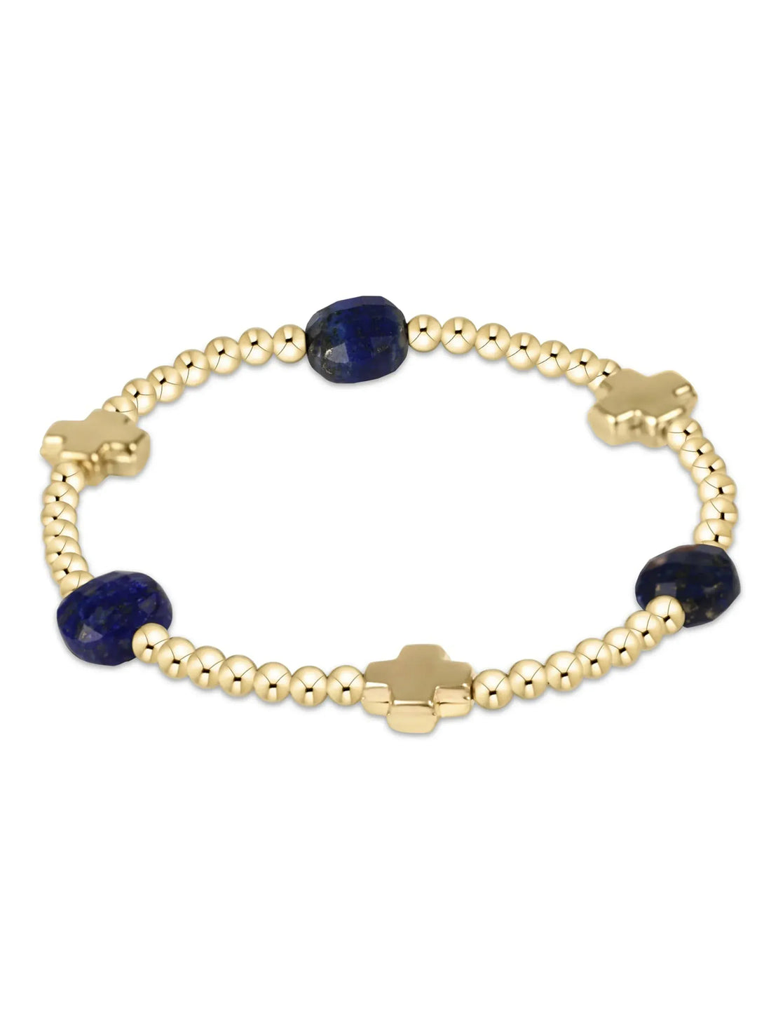 enewton Bracelet Signature Cross Admire Gold Pattern 3mm Bead Bracelet - Lapis