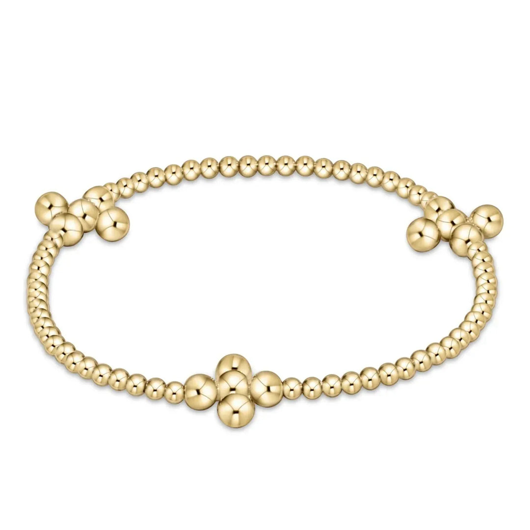 enewton Bracelet Signature Cross Gold Pattern 2.5mm Bead Bracelet - Classic Beaded Signature Cross Gold - 4mm Bead Gold