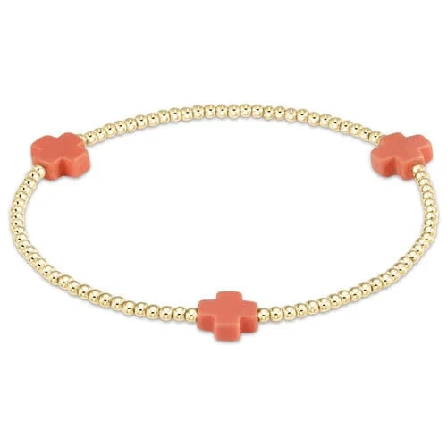enewton Bracelet Signature Cross Gold Pattern 2mm Bead Bracelet - Coral