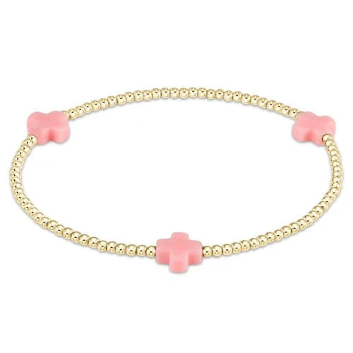 enewton Bracelet Signature Cross Gold Pattern 2mm Bead Bracelet - Pink