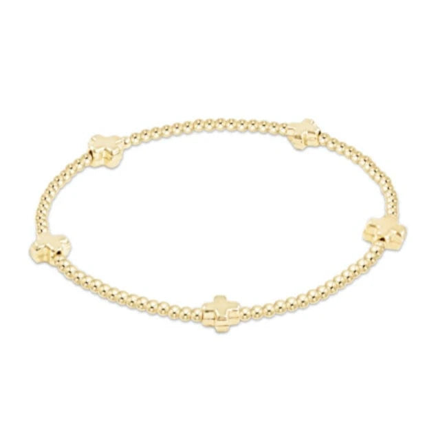 enewton Bracelet Signature Cross Pattern 2mm Bead Bracelet - Gold