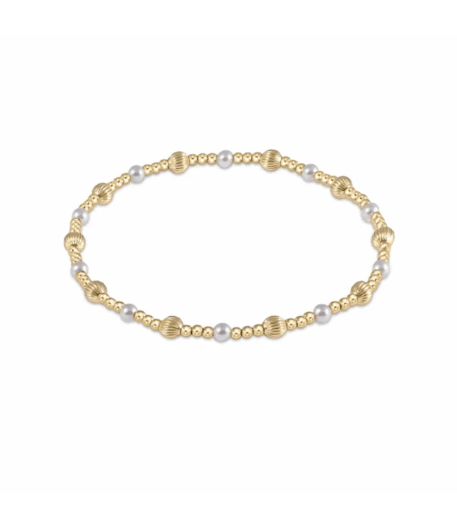 enewton Bracelet Signature Cross Pearl Pattern 4mm Bead Bracelet - Gold