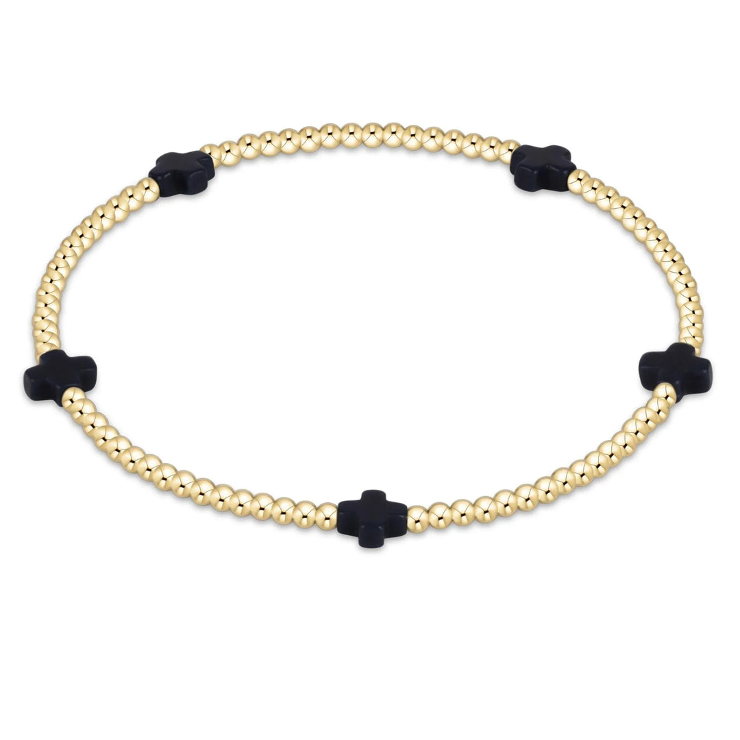 enewton Bracelet Signature Cross Small 2mm Gold Bracelet - Navy