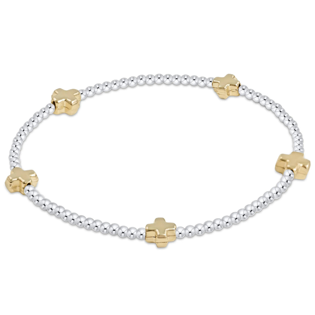enewton Bracelet Signature Cross Small 2mm Mixed Metal Bracelet - Gold