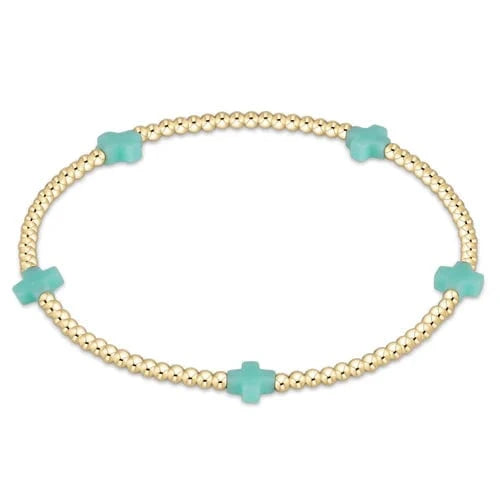 enewton Bracelet Signature Cross Small Gold Pattern 2mm Bead Bracelet - Mint