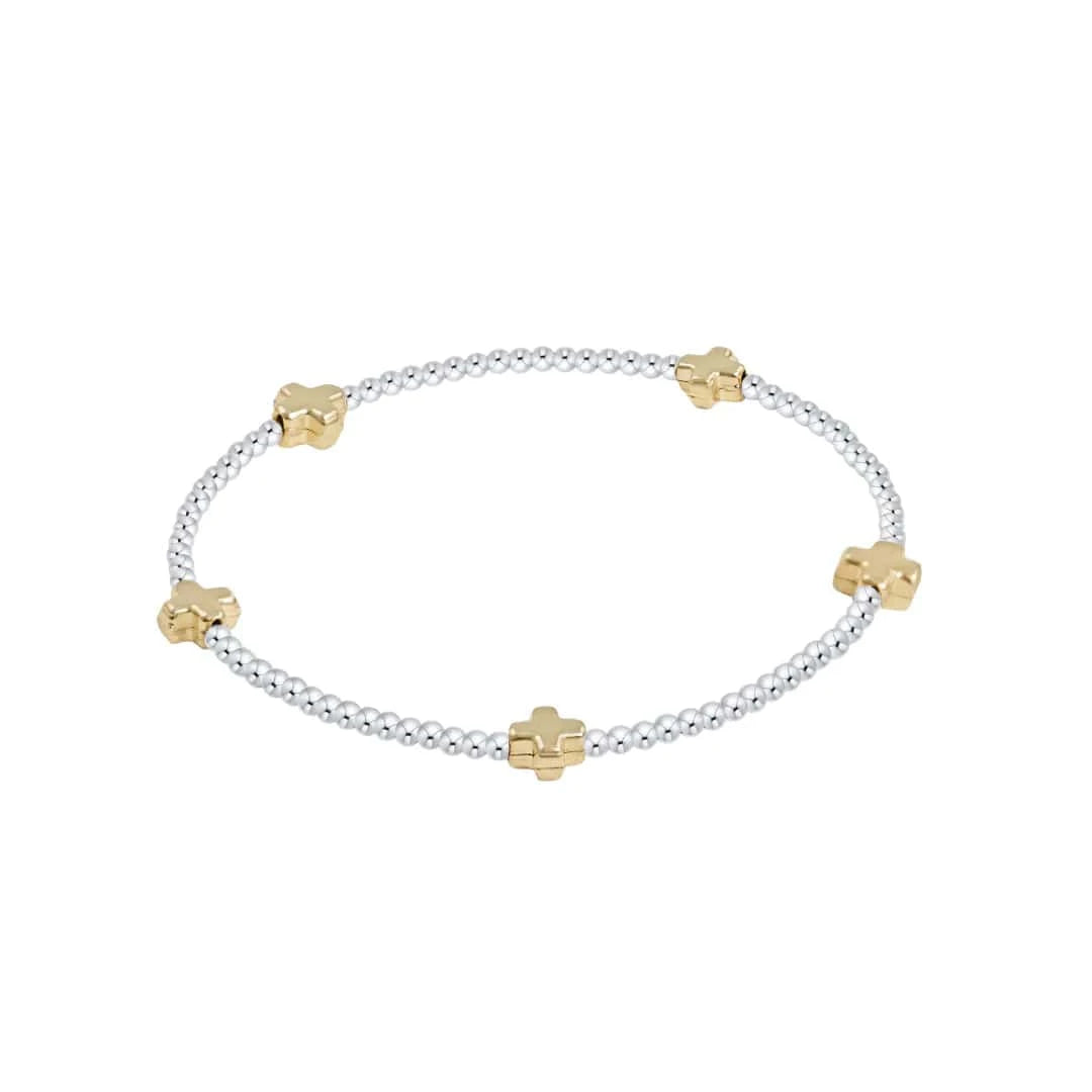 enewton Bracelet Signature Cross Small Sterling Mixed Metal Pattern 2mm Bead Bracelet - Gold