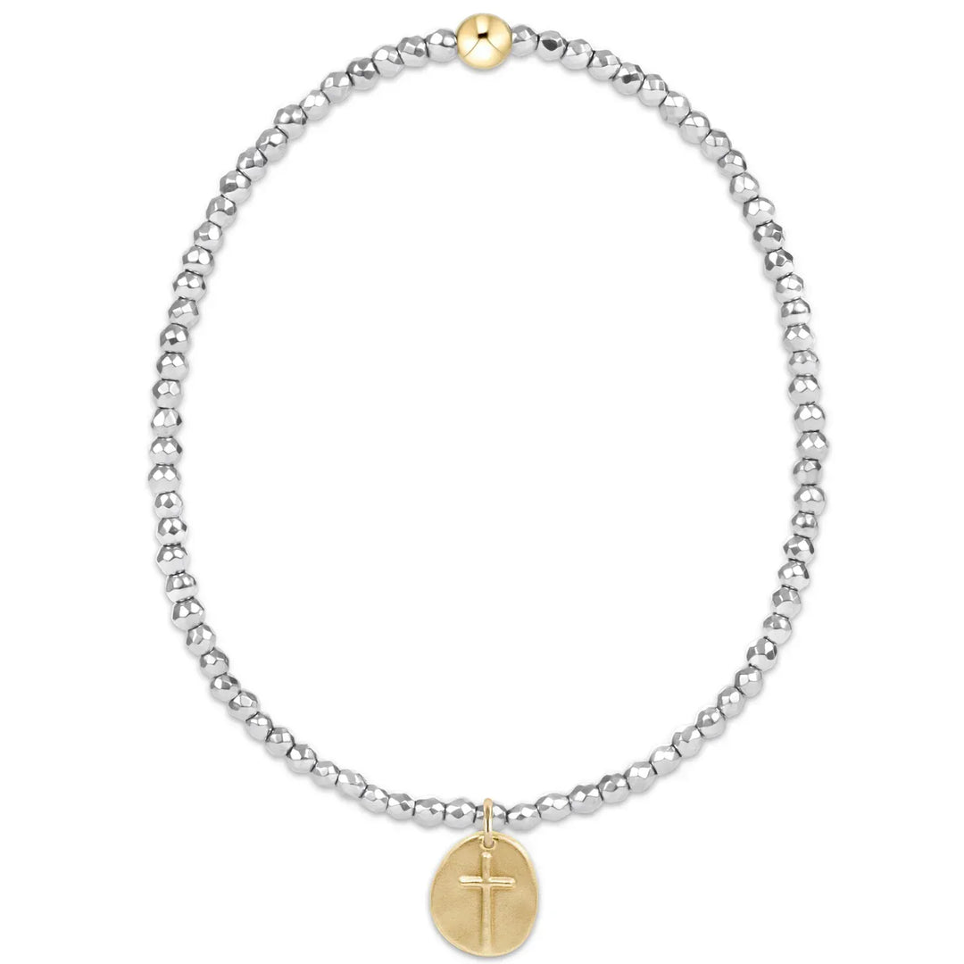 enewton Bracelet Silver Faceted Hematite 2mm Bead Bracelet - Inspire Small Gold Charm