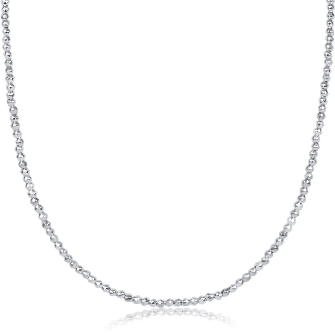 enewton Necklace Choker Bright Silver Faceted Hematite 2mm Bead