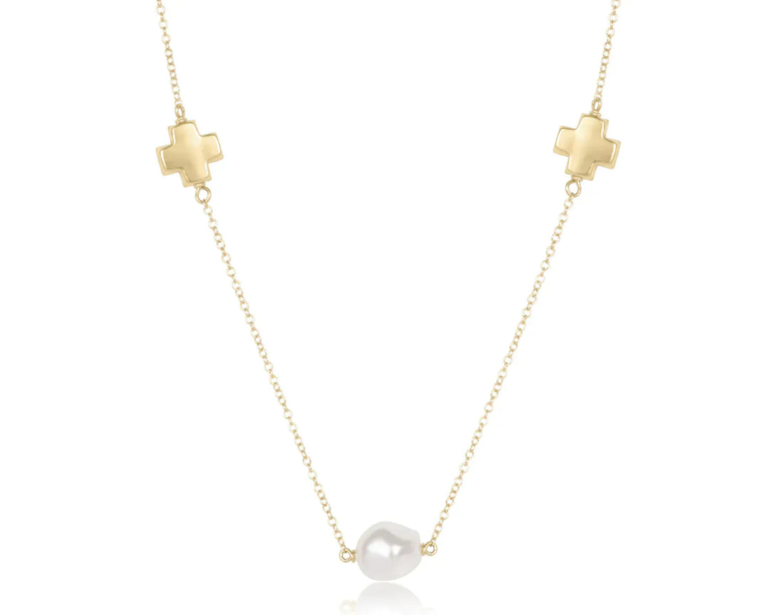 enewton Necklace Choker Signature Cross Admire Simplicity Chain Gold - Pearl