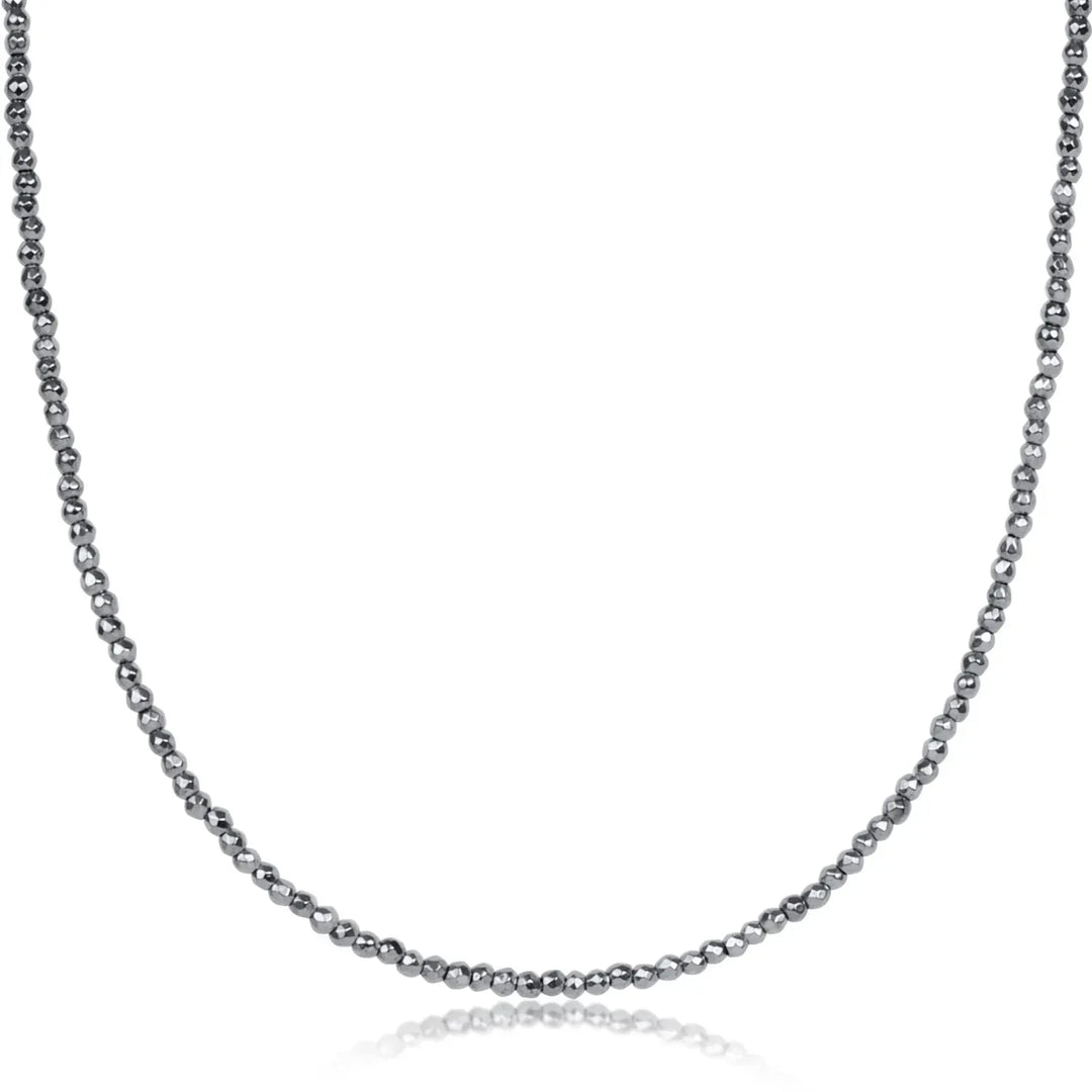 enewton Necklace Choker Silver Faceted Hematite 2mm Bead