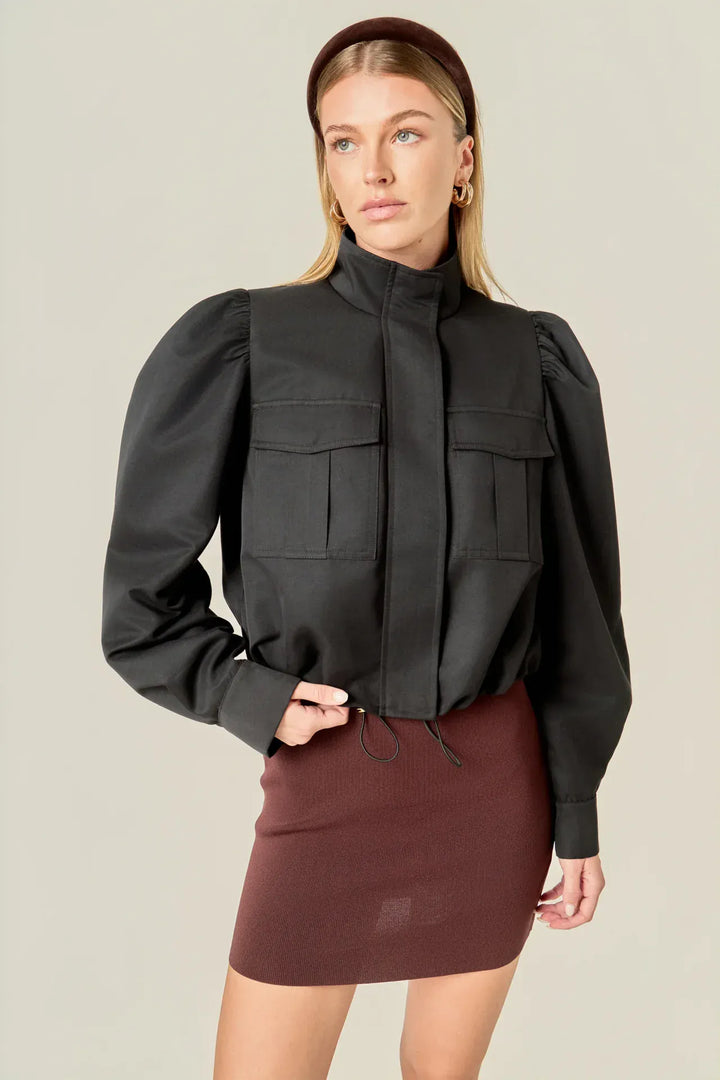 English Factory Jacket Black / S Technical Drawstring Bomber Jacket