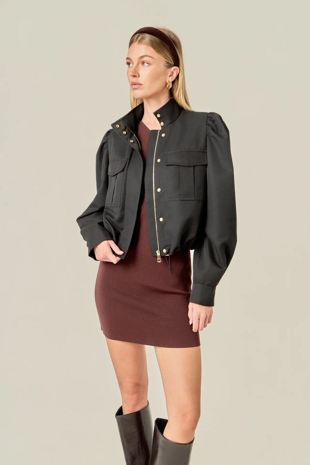 English Factory Jacket Technical Drawstring Bomber Jacket