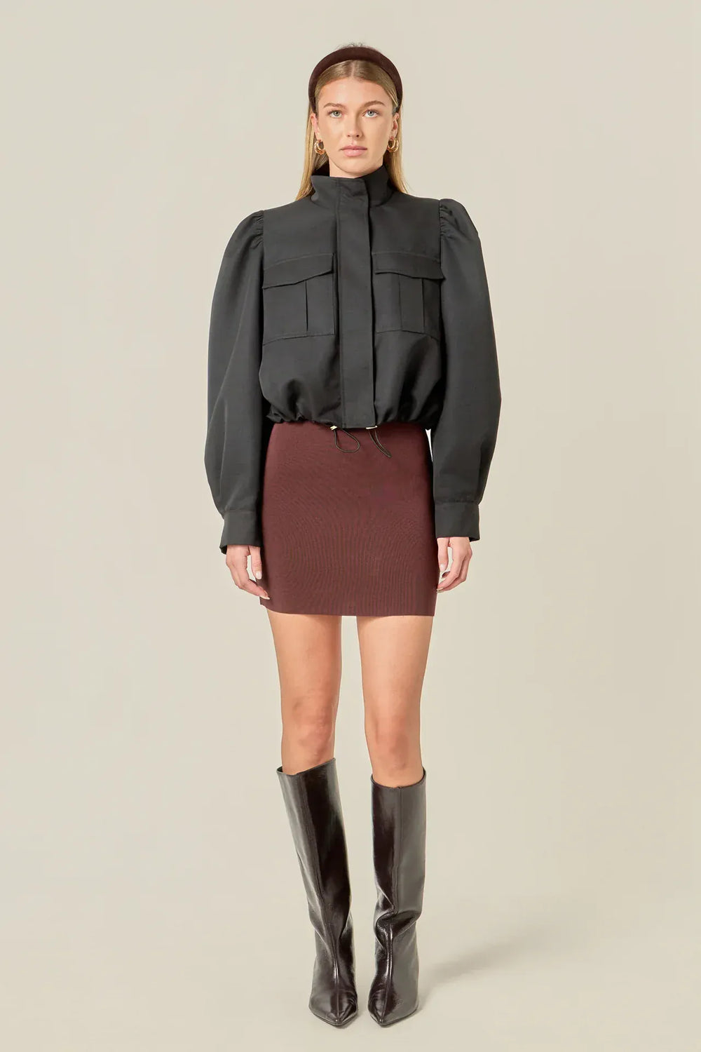 English Factory Jacket Technical Drawstring Bomber Jacket