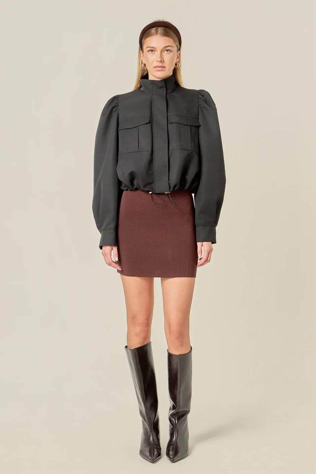 English Factory Jacket Technical Drawstring Bomber Jacket