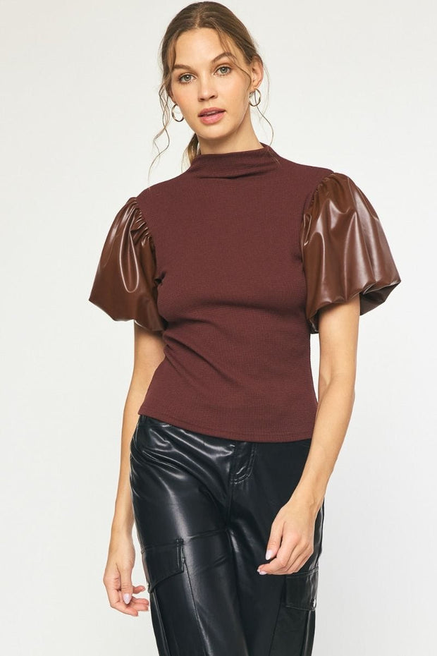 Entro Brown / S Wrenley Waffle Knit Top