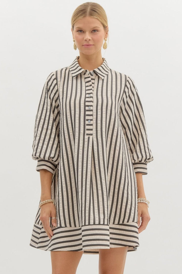 Entro Dress Black / S Alyssa Striped Dress