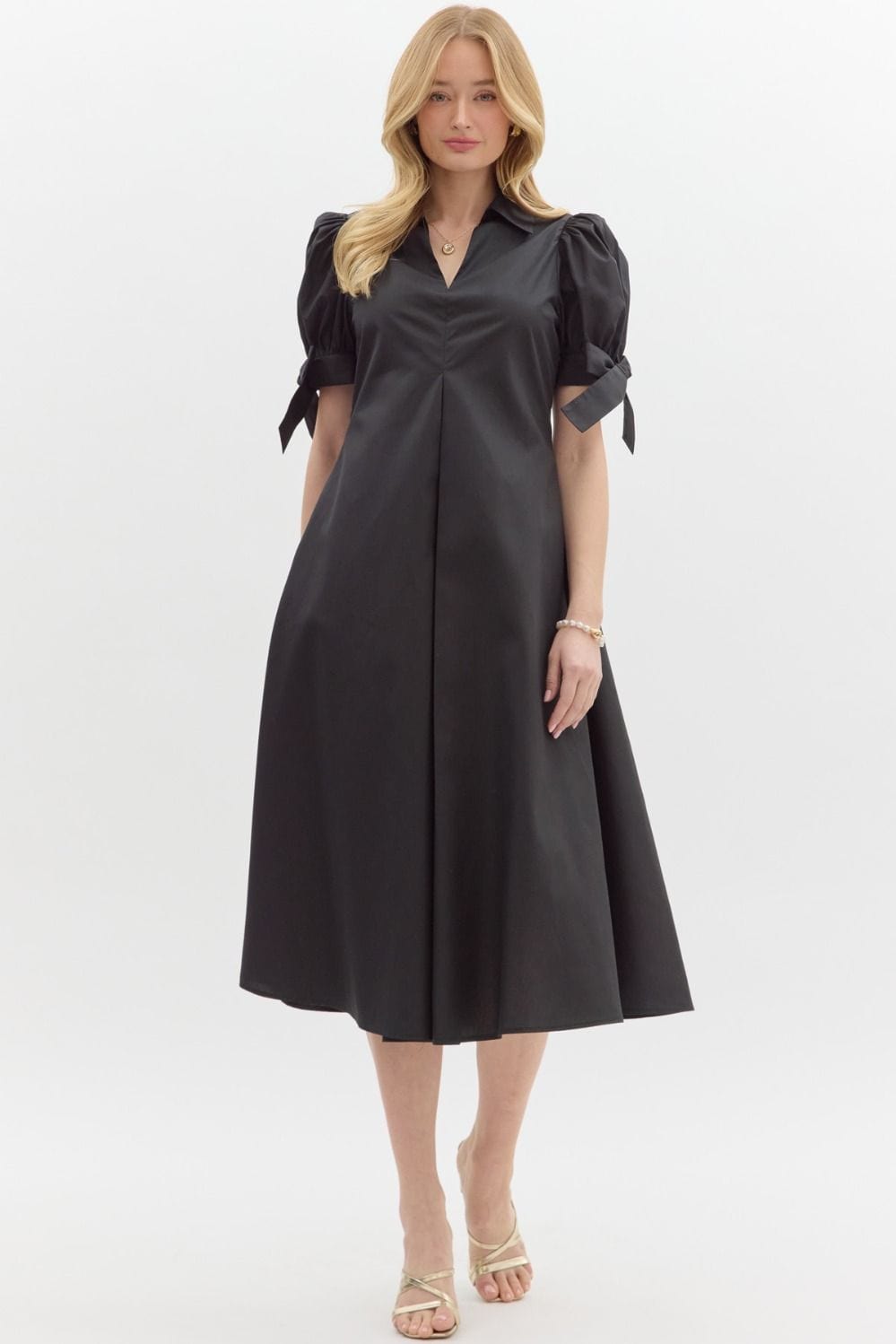 Entro Dress Black / S Naomi Midi Pleat Dress