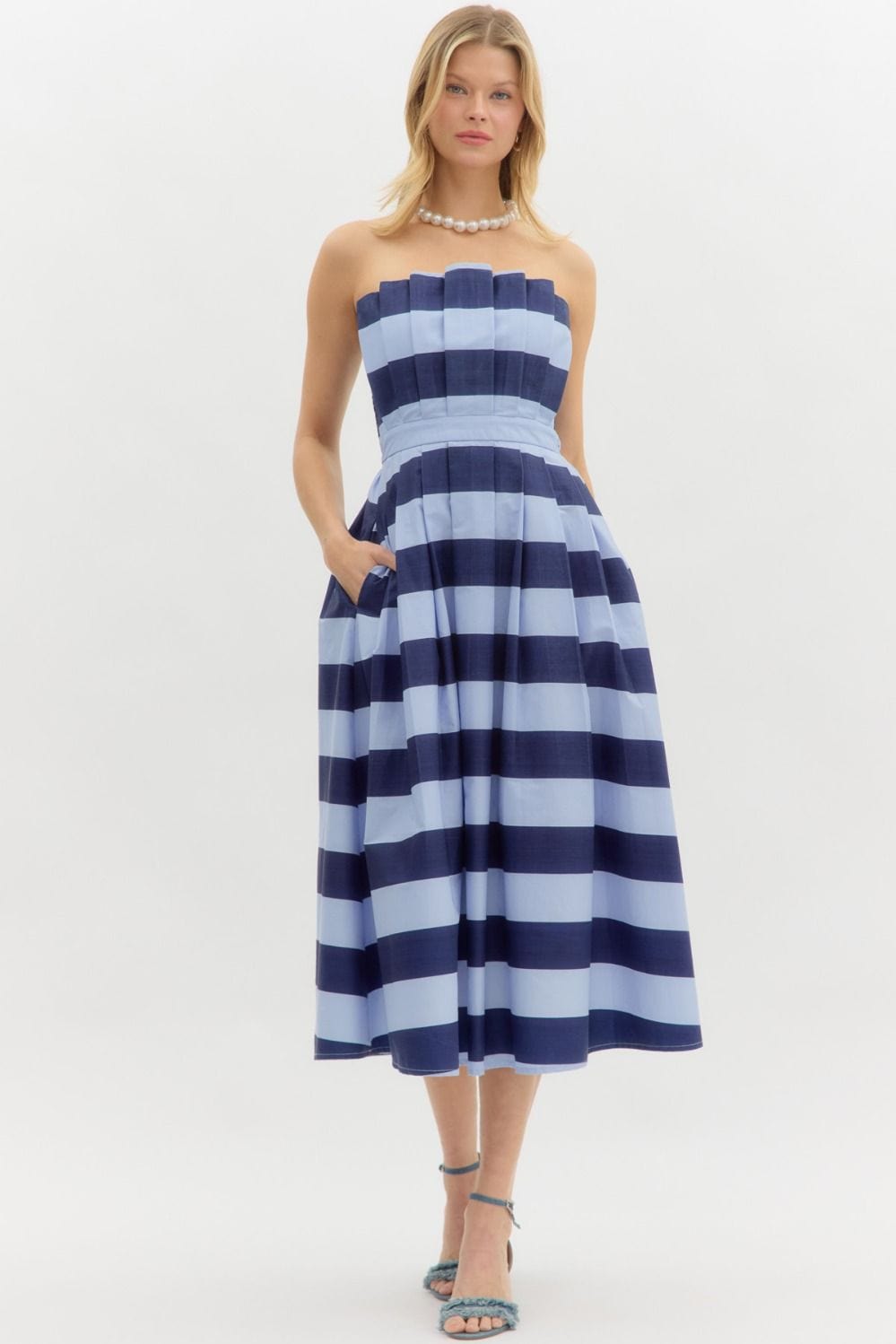 Entro Dress Blue / S Ines Stripe Dress