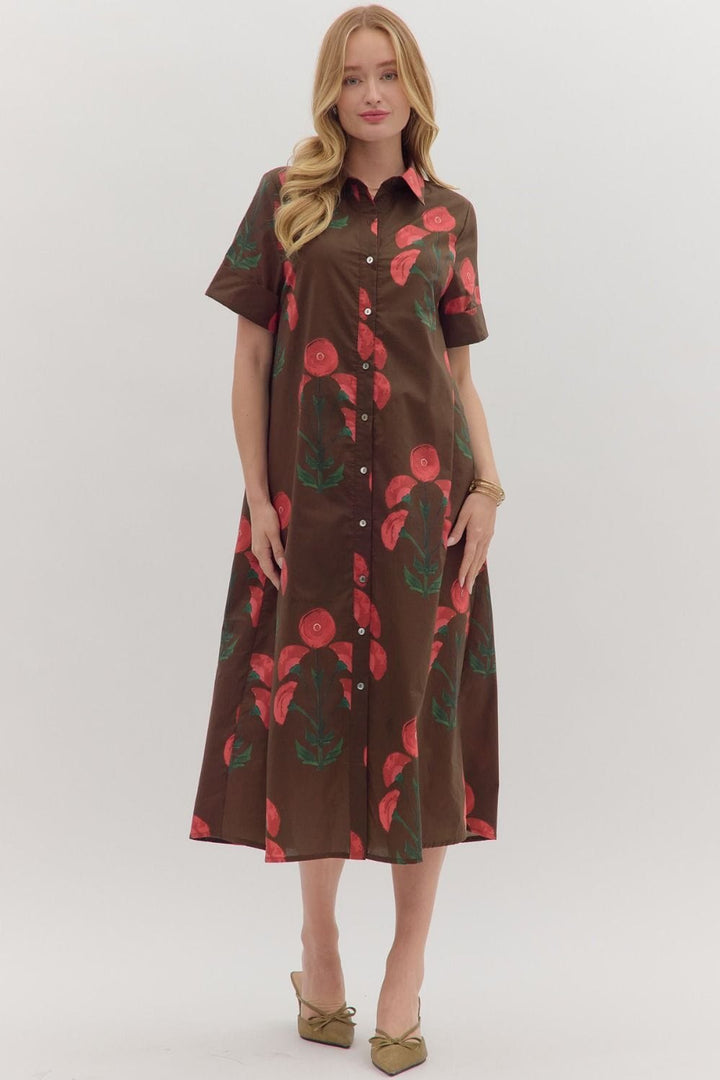 Entro Dress Brown / S Hannah Floral Dress