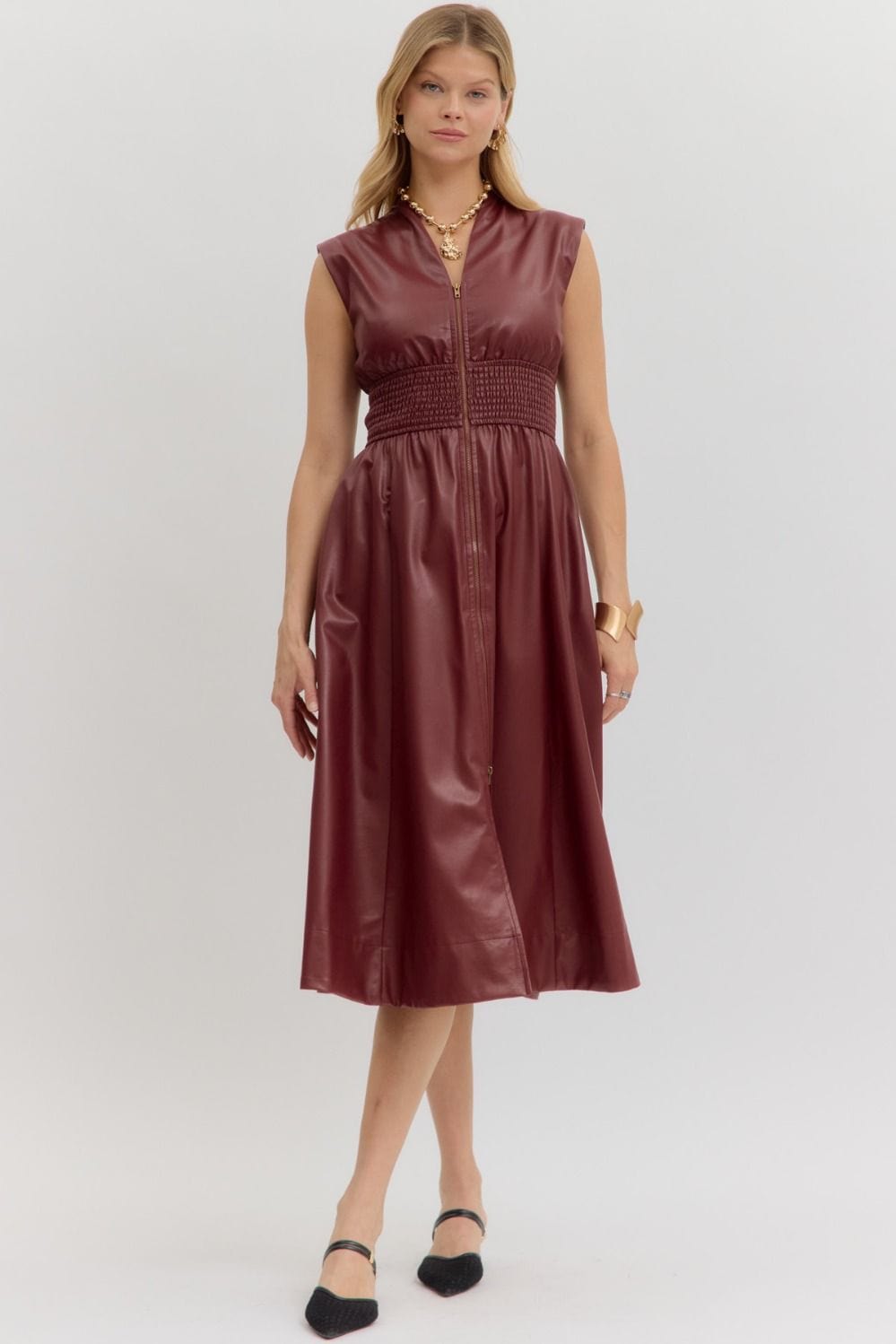 Entro Dress Burgundy / S Reyna Midi Dress