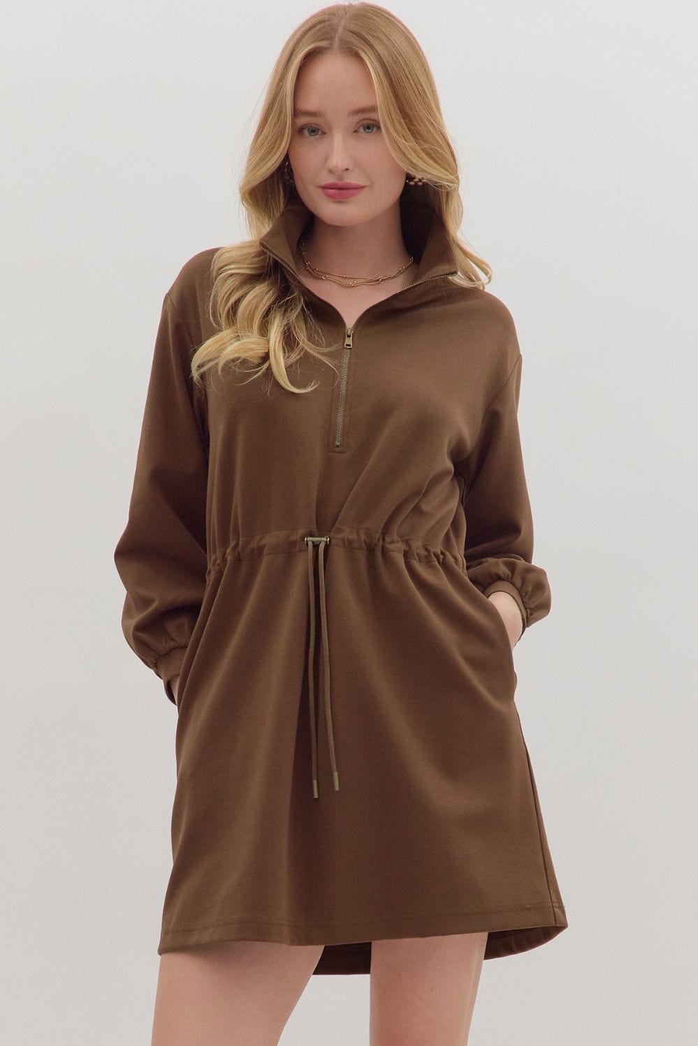 Entro Dress Coffee / S Melody Drawstring Dress